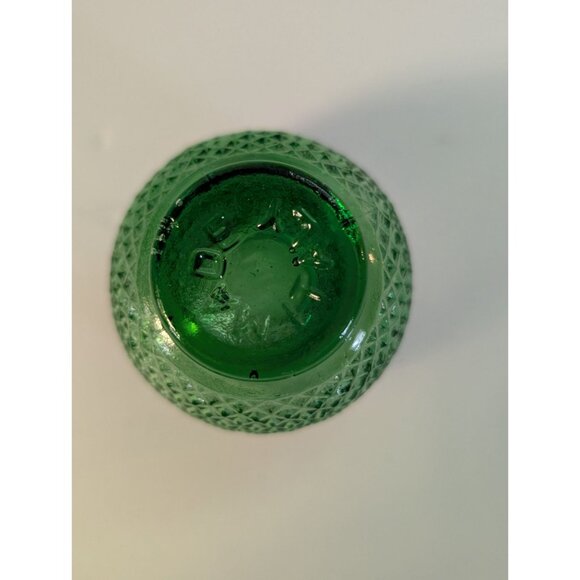 MCM Green Italian Diamond-Cut Glass Decanter With Stopper & 5 Glasses Vintage - Picture 5 of 9